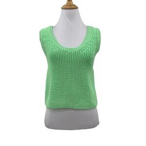 Zara Women's Green Heavy Knitted Honeydew Scoop Stretch Crop Top Size Medium